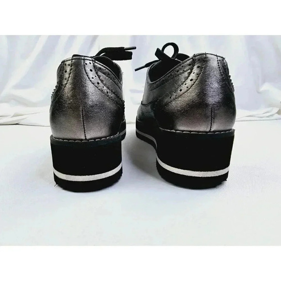 Zara Women's Size 40 (US 9.5-10) Charcoal Gray Wingtip Playform Lace Up Shoes - Picture 13 of 14